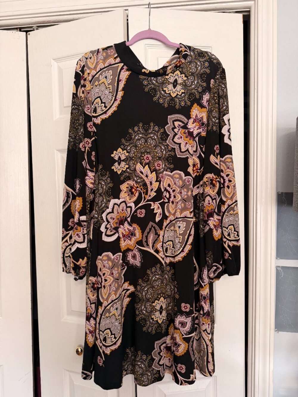 Robbie Bee Printed Long Sleeve Knee Length Dress Size XL